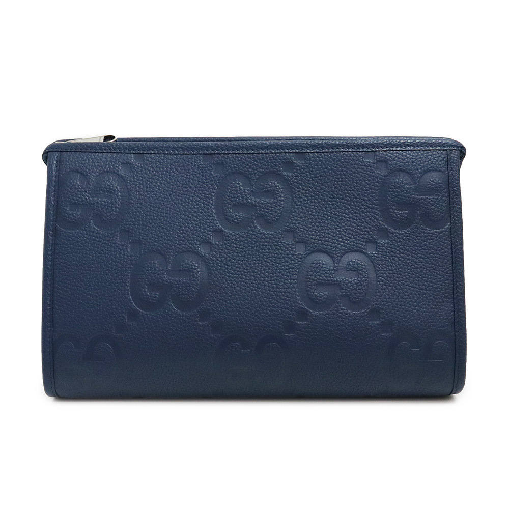 Gucci Jumbo GG Clutch Shoulder Clutch Bag Leather Blue